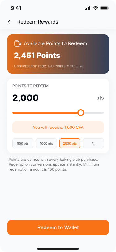 MOUMTAZO redeem rewards screen